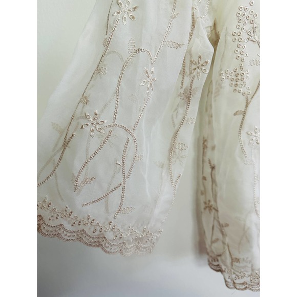 Vintage‎ Appraisal Sheer Embroidered Blouse - Picture 5 of 8